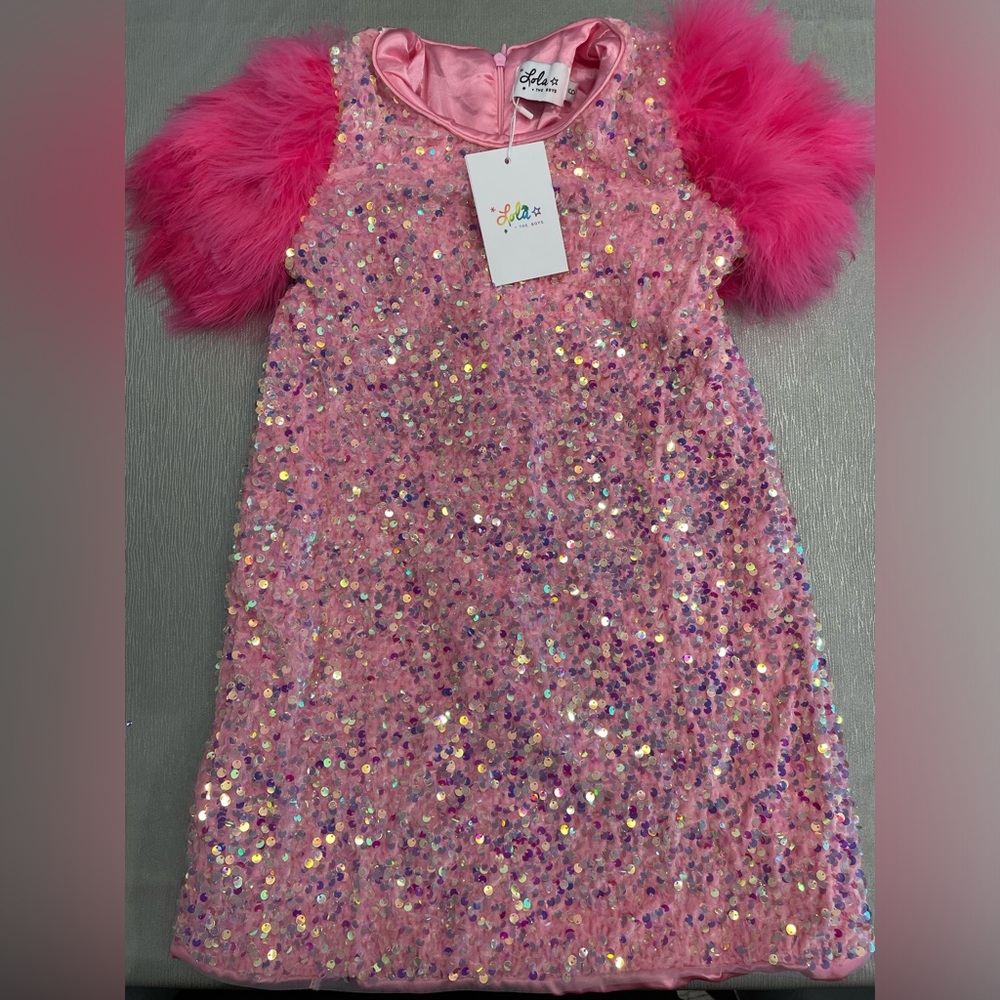 Lola and the Boys size 6 girls rose feather party dress NWT!